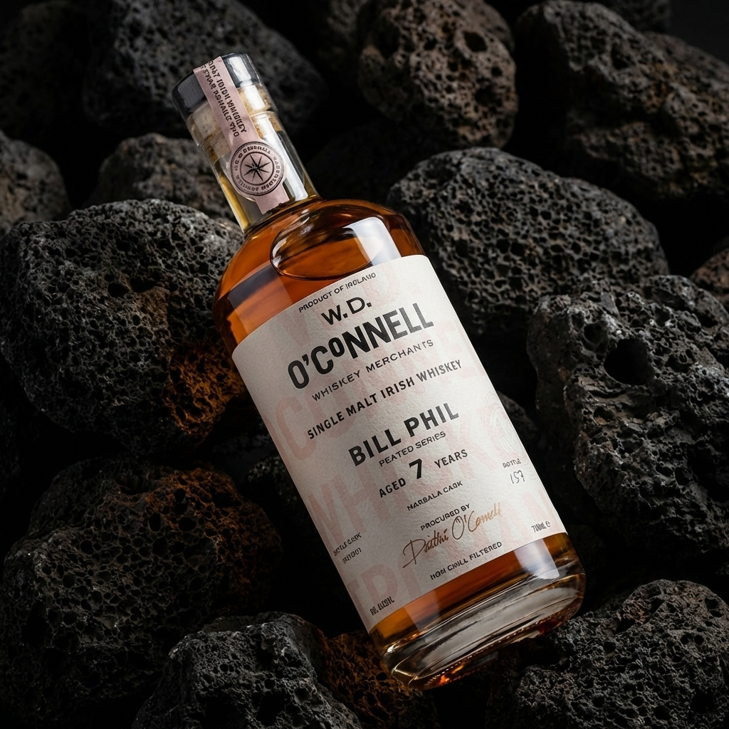 Bill Phil Series | 7 Year Old Marsala Cask bottle on dark rocks